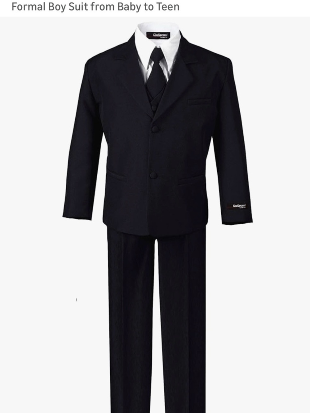 Classic Boys Black Formal Suit Set with Vest and Tie